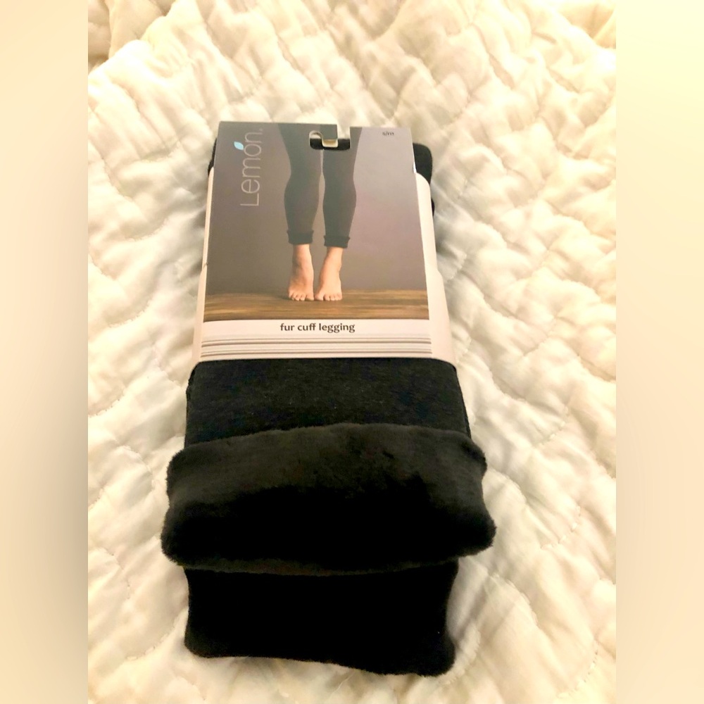 NWT Lemon Fur Cuff Leggings